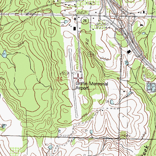 Topographic Map of Dean Griffin Memorial Airport, MS