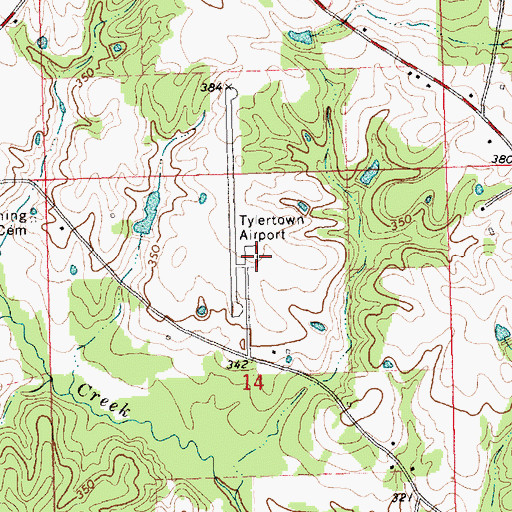 Topographic Map of Paul Pittman Memorial Airport, MS