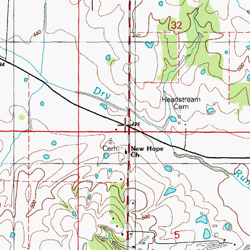 Topographic Map of New Hope, AR