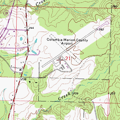 Topographic Map of Columbia-Marion County Airport, MS