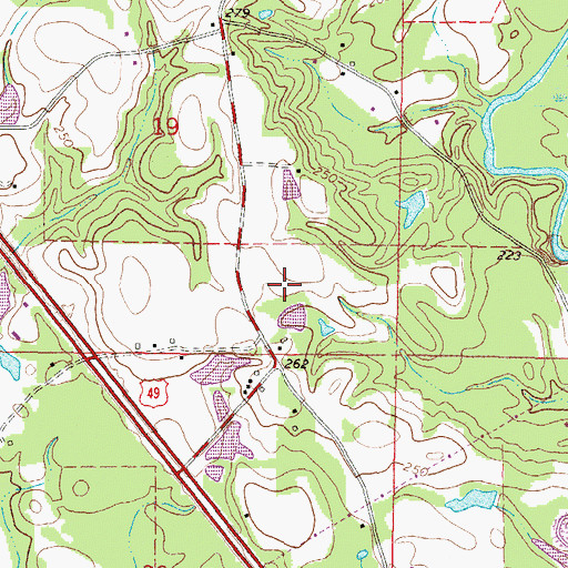 Topographic Map of Simmons Airport (historical), MS