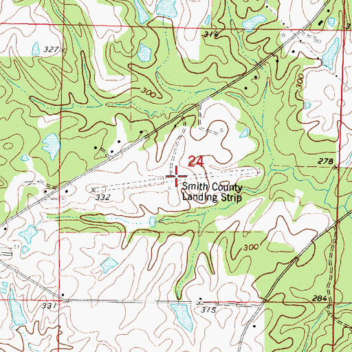 Topographic Map of Smith County Airport, MS