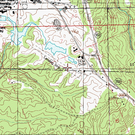 Topographic Map of Alcorn State University Airport, MS