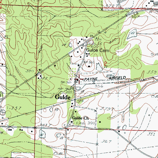 Topographic Map of Payne Airport, MS