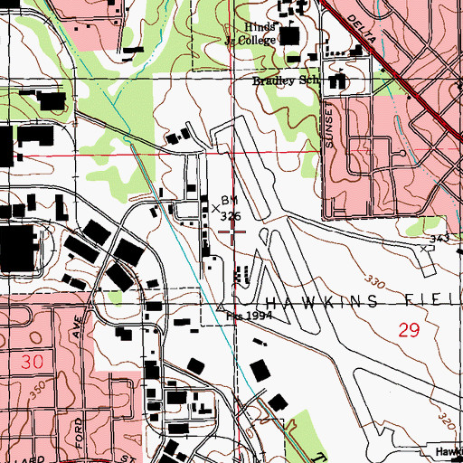 Topographic Map of Hawkins Field, MS