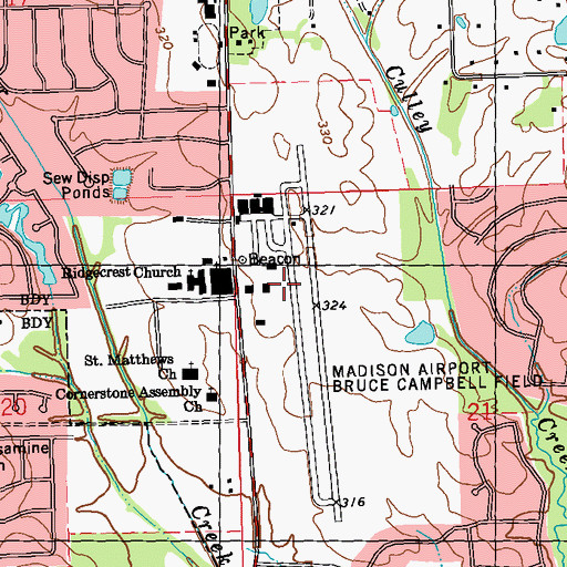 Topographic Map of Bruce Campbell Field, MS