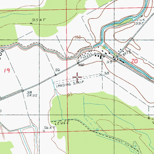 Topographic Map of Reality Plantation Airport (historical), MS