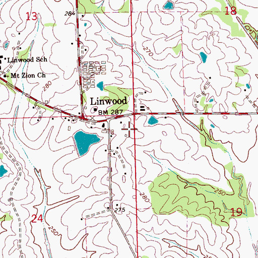 Topographic Map of Linwood Airport, MS
