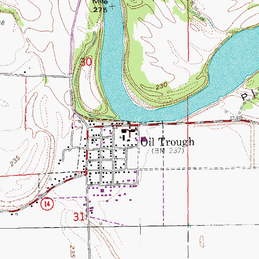 Topographic Map of Oil Trough Elementary School (historical), AR