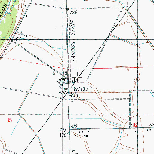 Topographic Map of Wade Airport, MS