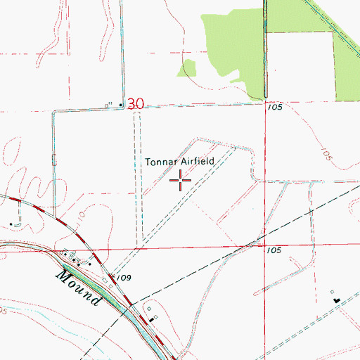 Topographic Map of Tonnar Airport (historical), MS