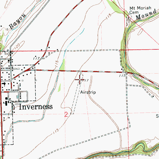 Topographic Map of Newell Flying Service Airport (historical), MS