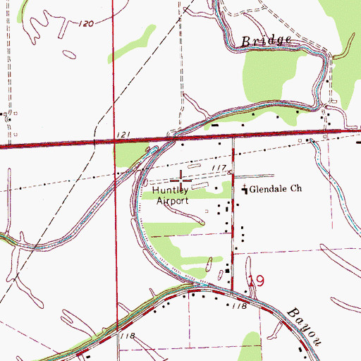 Topographic Map of Huntley Airport (historical), MS