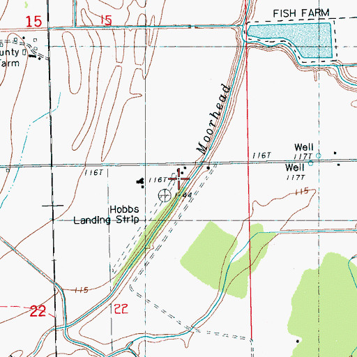 Topographic Map of Hobbs Airport (historical), MS