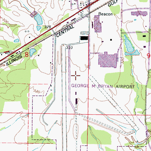 Topographic Map of George M Bryan Airport, MS