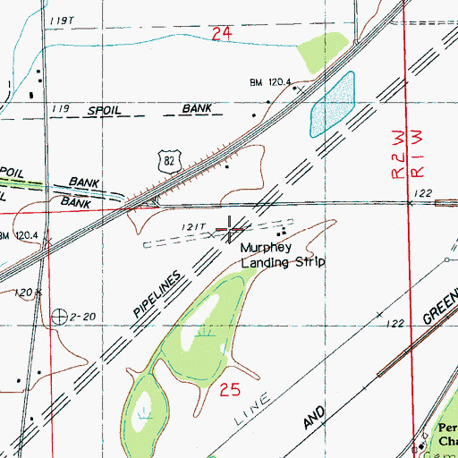 Topographic Map of Murphey Flying Service Airport (historical), MS