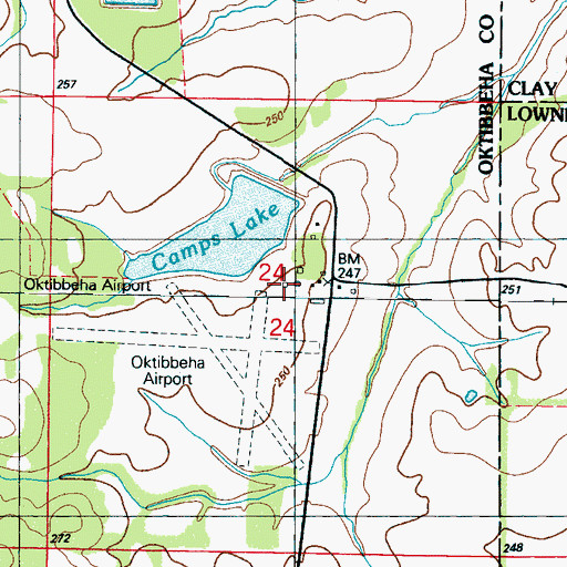 Topographic Map of Oktibbeha Airport, MS