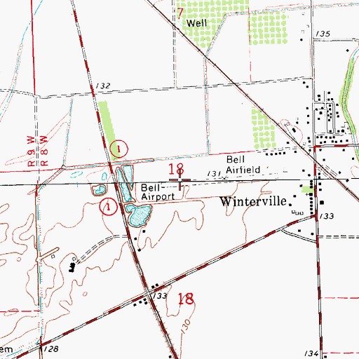Topographic Map of Bell Airport (historical), MS