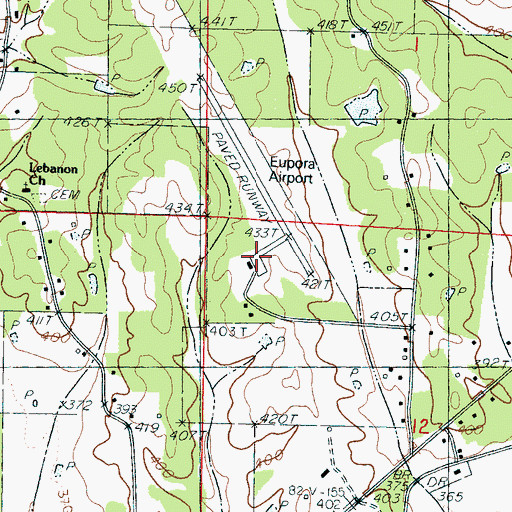 Topographic Map of Eupora Airport, MS