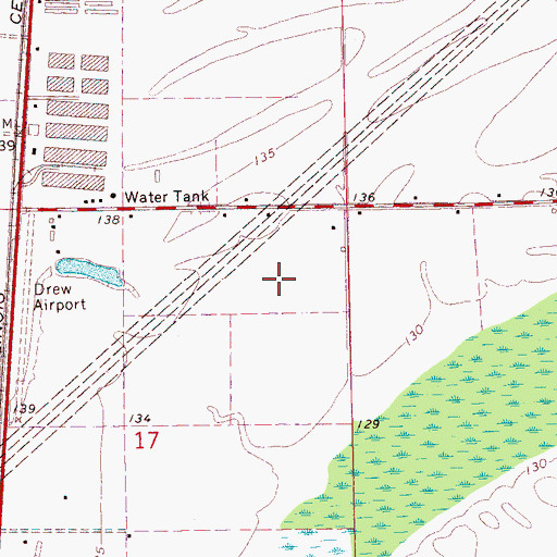 Topographic Map of Ruleville-Drew Airport, MS