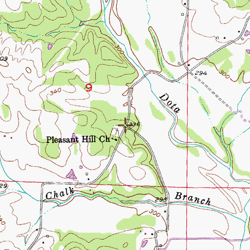 Topographic Map of Pleasant Hill, AR