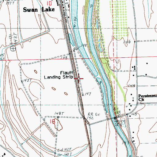 Topographic Map of Flautt Airport, MS