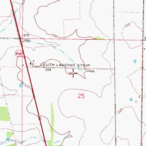 Topographic Map of Leuth Flying Service Airport (historical), MS