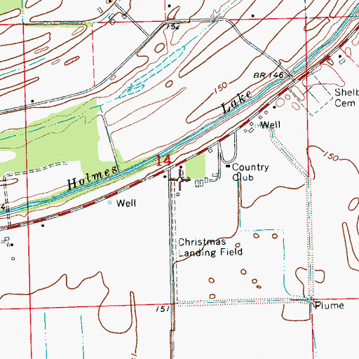 Topographic Map of Christmas Airport, MS