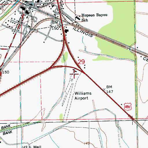 Topographic Map of Flying Y Service, MS
