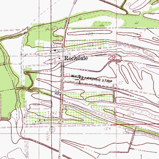 Topographic Map of Watts Field, MS