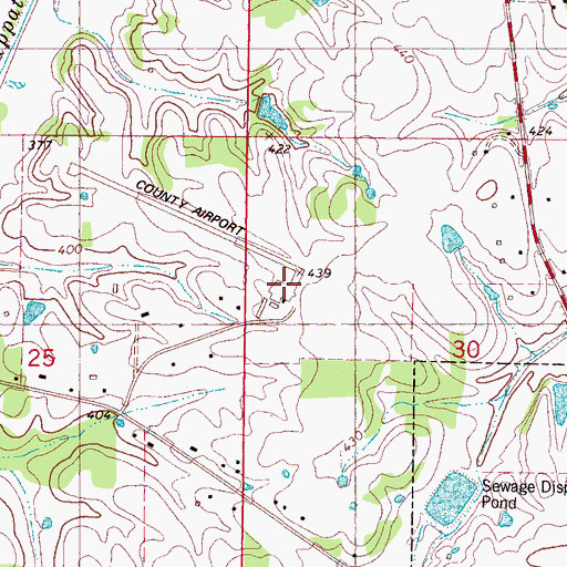Topographic Map of Pontotoc County Airport, MS