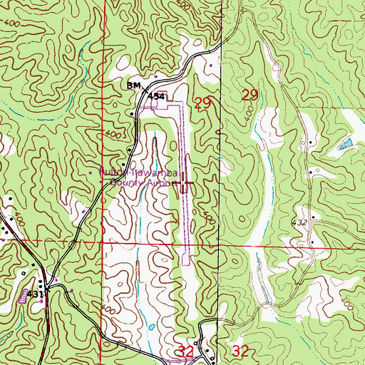 Topographic Map of Fulton-Itawamba County Airport (historical), MS