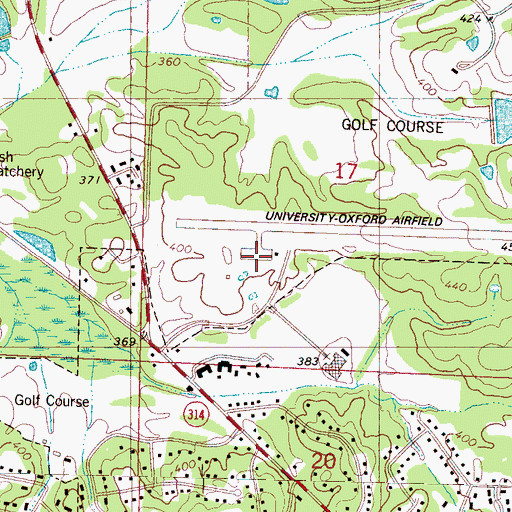 Topographic Map of University-Oxford Airport, MS