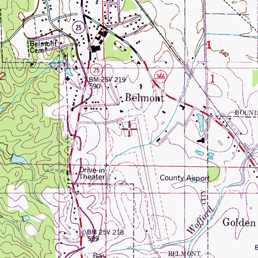 Topographic Map of Tishomingo County Airport, MS