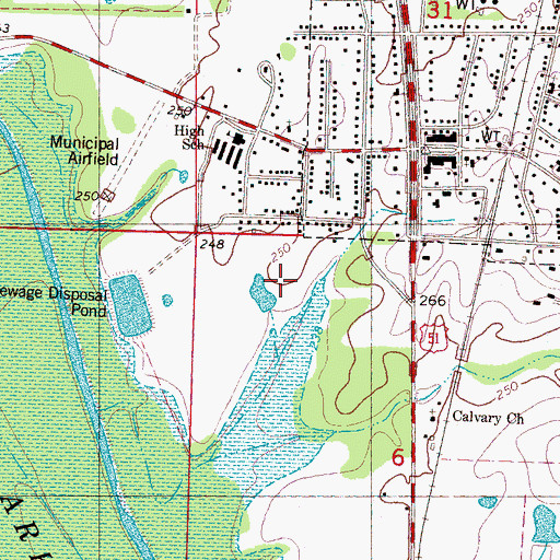 Topographic Map of Coldwater Airport (historical), MS