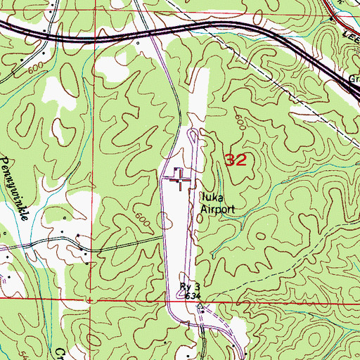 Topographic Map of Iuka Airport, MS