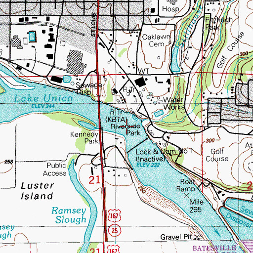 Topographic Map of Ramsey Ferry (historical), AR