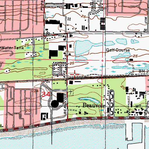 Topographic Map of Golf Course Lake Dam, MS