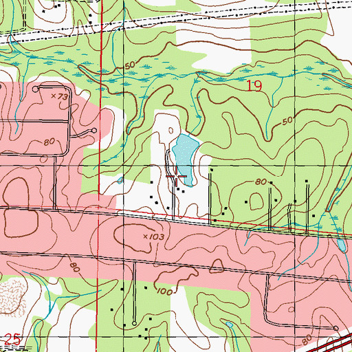 Topographic Map of Gingles Lake Dam, MS