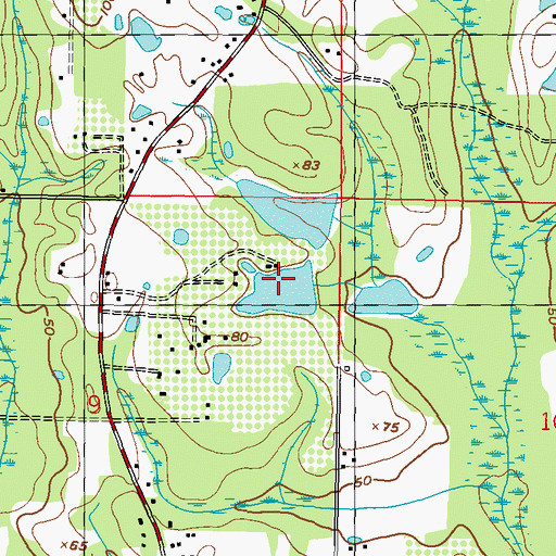 Topographic Map of Clyde Woodfields Lake Dam, MS