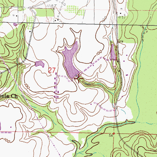 Topographic Map of Mississippi No Name 53 Dam, MS