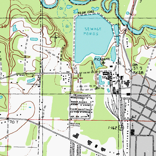 Topographic Map of Crosby Chemical Company Lagoon Dam, MS