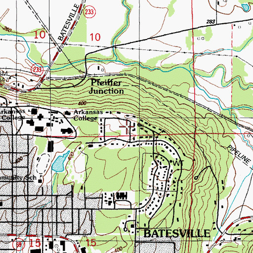 Topographic Map of Rogers Addition, AR