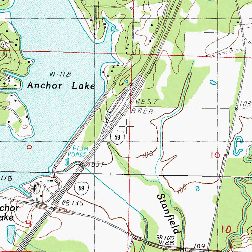 Topographic Map of Anchor Lake Dam, MS