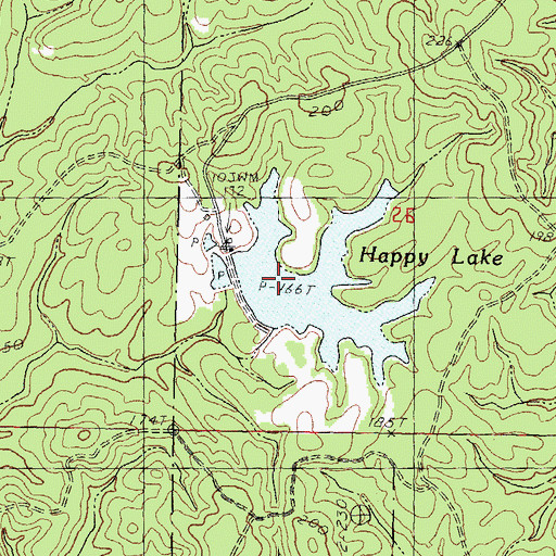 Topographic Map of Happy Lake Dam, MS