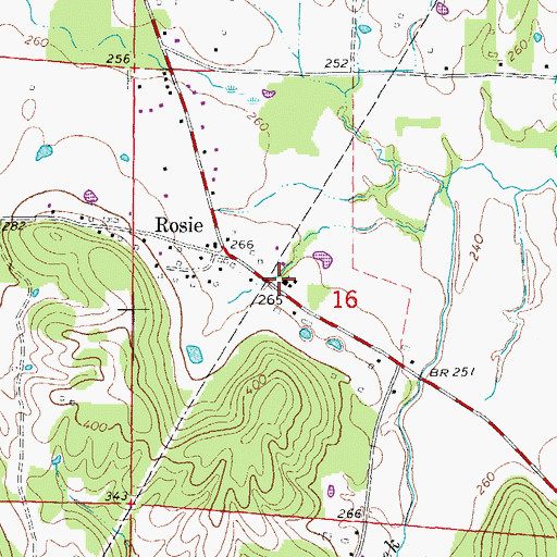 Topographic Map of Rosie Baptist Church, AR