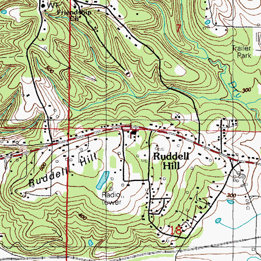 Topographic Map of Ruddell Hill Baptist Church, AR