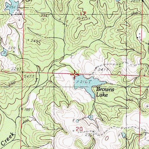Topographic Map of Browns Lake Dam, MS