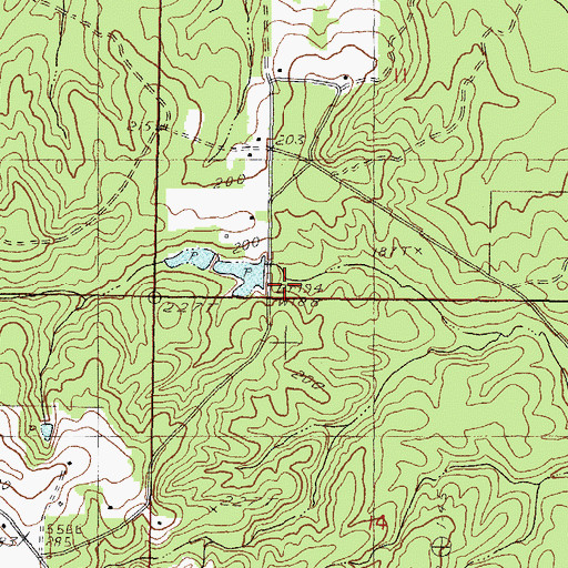 Topographic Map of Cuave Lake Dam, MS