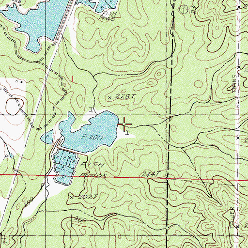 Topographic Map of Bill Cloud Lake Dam, MS